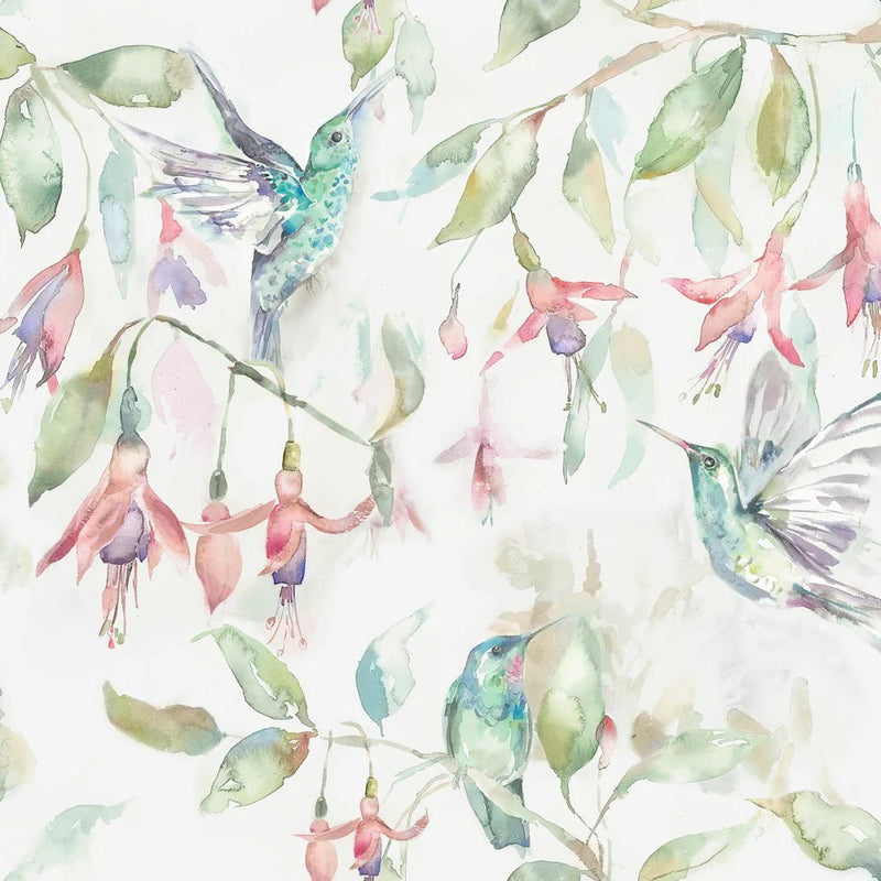 FUCHSIA FLIGHT 1.4M WIDE-WIDTH WALLPAPER CREAM by Voyage Maison
