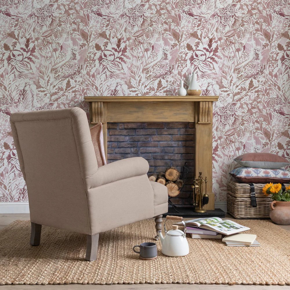 Voyage Maison Voyage Maison Wallpaper Animals Rothesay 1.4m Wide Width Wallpaper (By The Metre) in Coral