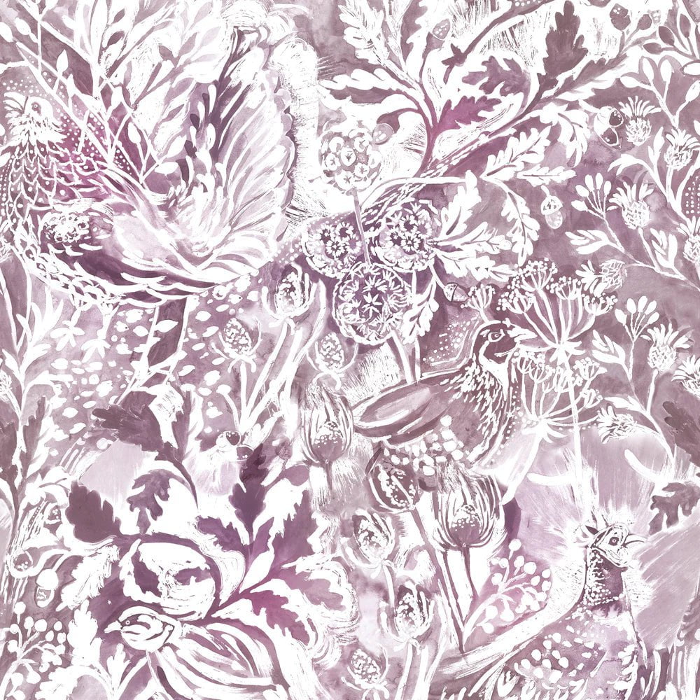 Voyage Maison Voyage Maison Wallpaper Animals Rothesay 1.4m Wide Width Wallpaper (By The Metre) in Damson