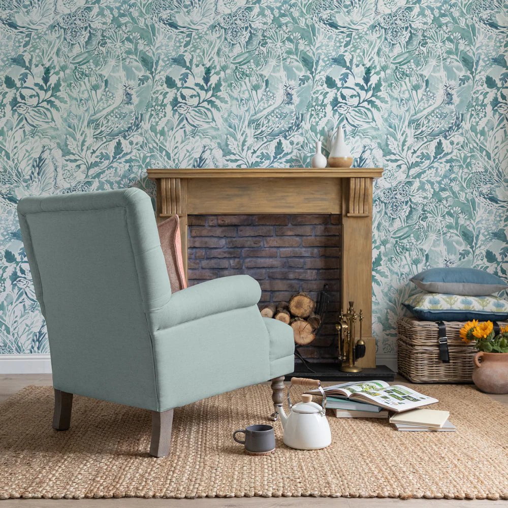 Voyage Maison Voyage Maison Wallpaper Animals Rothesay 1.4m Wide Width Wallpaper (By The Metre) in Duck Egg