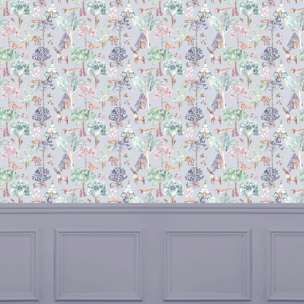 Voyage Maison Voyage Maison Wallpaper Animals Woodland Adventures 1.4m Wide Width Wallpaper (By The Metre) in Lilac