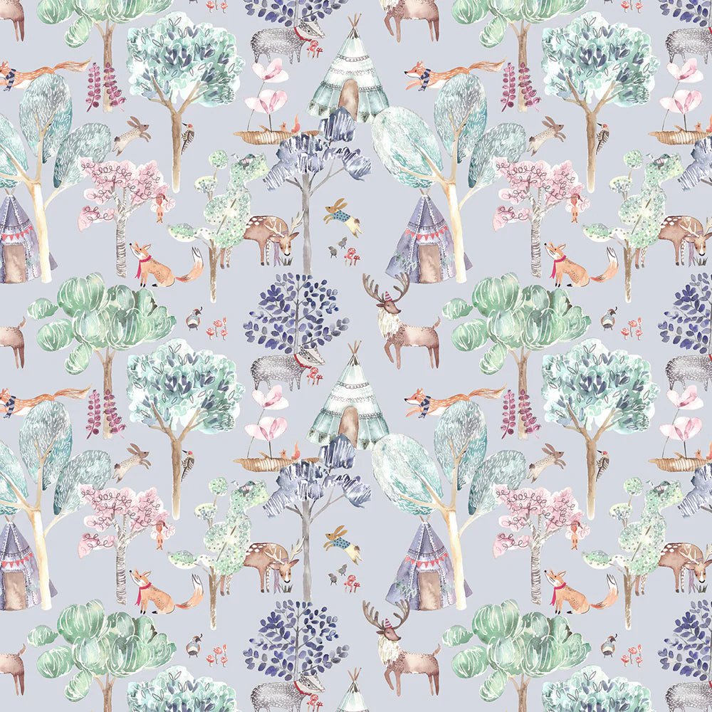 Voyage Maison Voyage Maison Wallpaper Animals Woodland Adventures 1.4m Wide Width Wallpaper (By The Metre) in Lilac