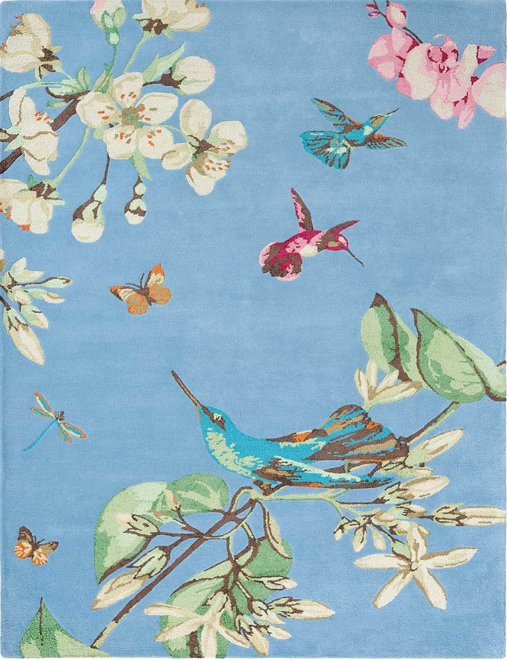 Wedgwood (Brink & Campman) Designer Rugs 120cm x 180cm / Blue Wedgwood Hummingbird Pure New Wool Rug (available in 3 colours) by Brink & Campman