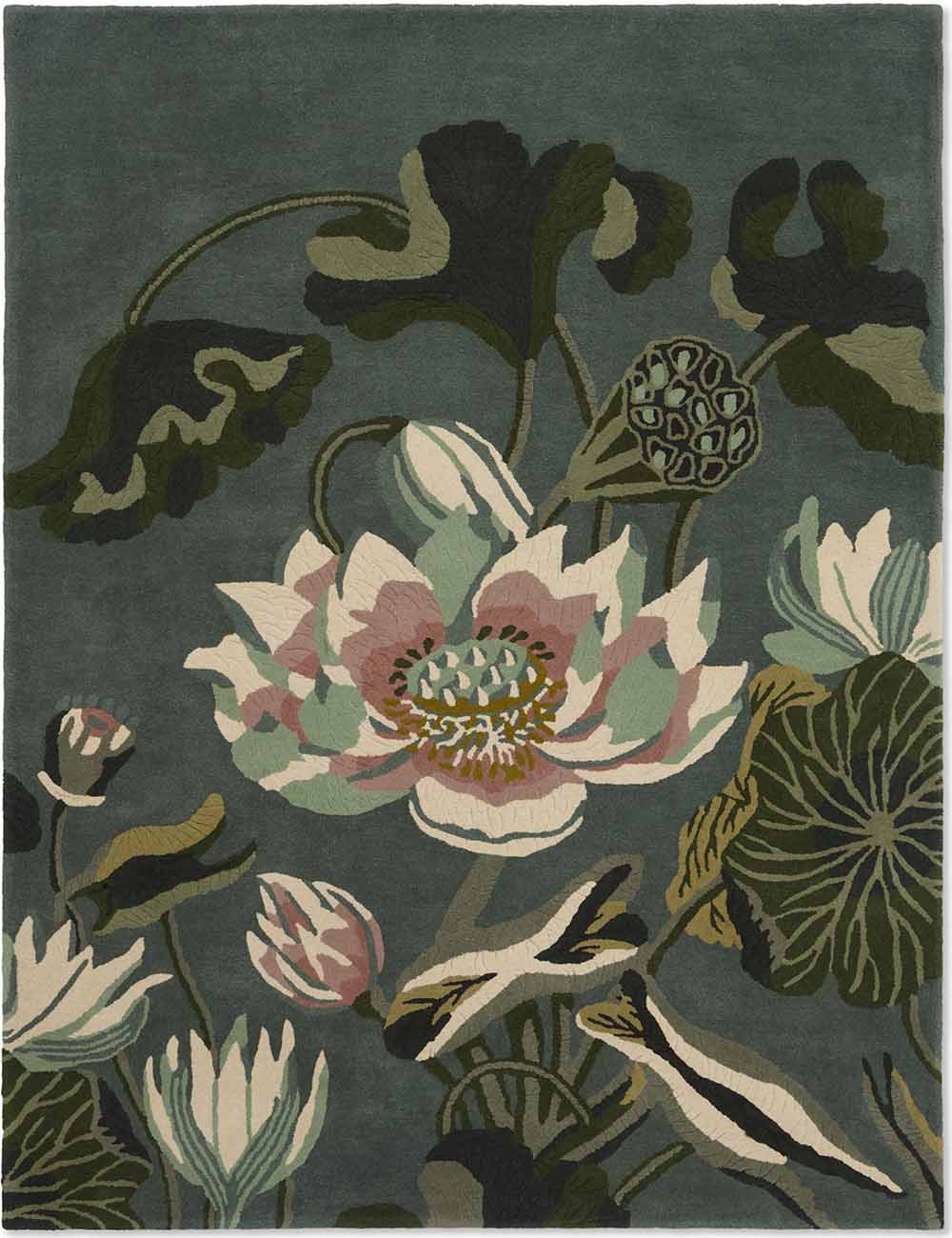 Wedgwood (Brink & Campman) Designer Rugs 120cm x 180cm / Midnight Pond Wedgwood Waterlily Pure New Wool Rug (available in 2 colours) by Brink & Campman