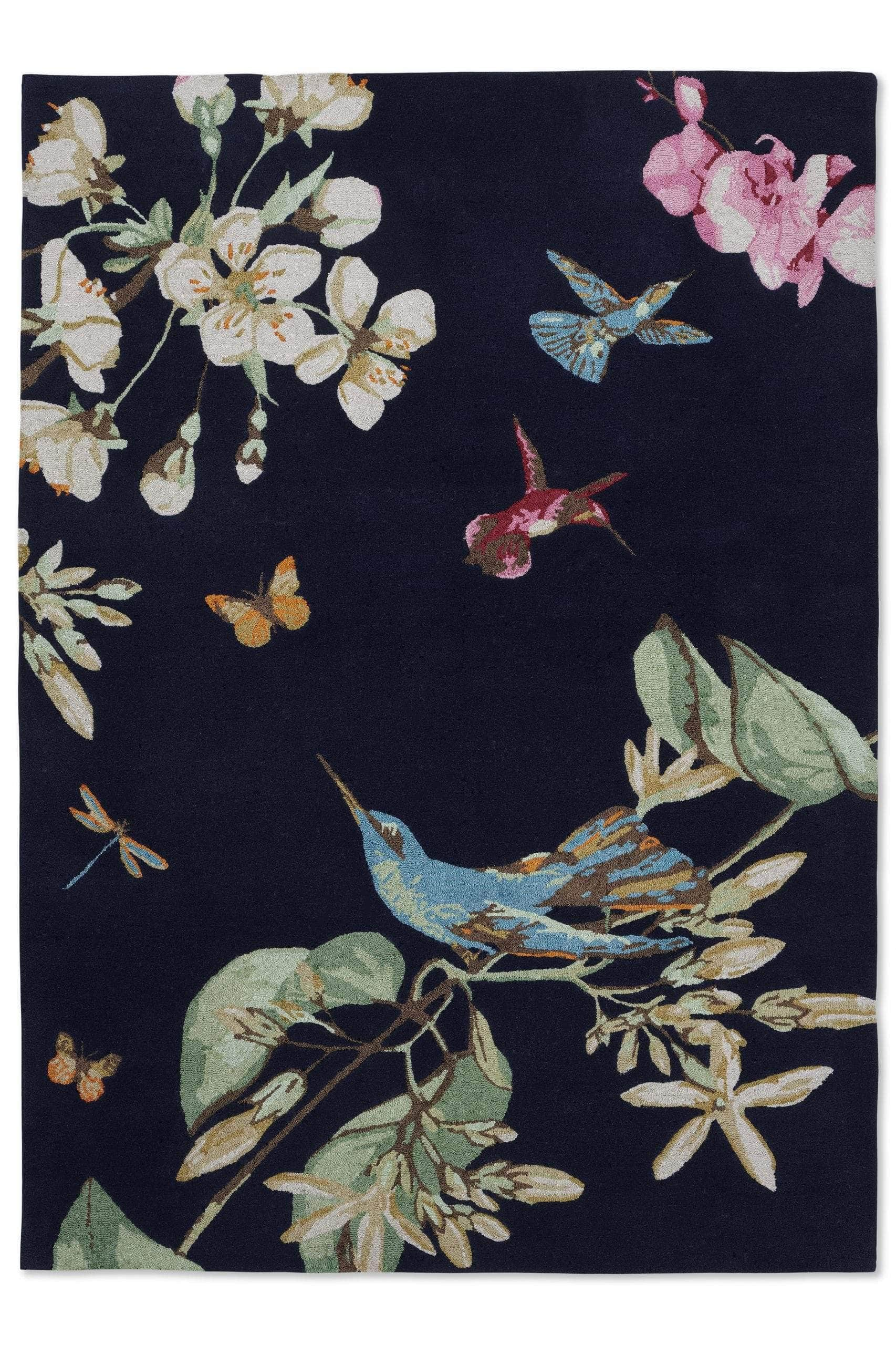 Wedgwood (Brink & Campman) Designer Rugs 120cm x 180cm / Navy Wedgwood Hummingbird Pure New Wool Rug (available in 3 colours) by Brink & Campman