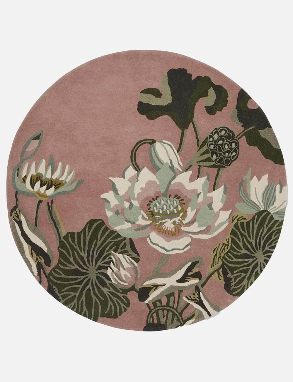 Wedgwood (Brink & Campman) Designer Rugs ROUND 150cm / Dusky Rose Wedgwood Waterlily Pure New Wool Rug (available in 2 colours) by Brink & Campman