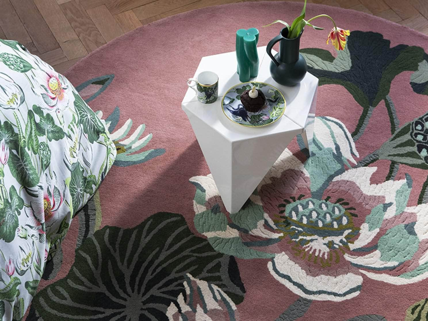 Wedgwood (Brink & Campman) Designer Rugs ROUND 200cm / Dusky Rose Wedgwood Waterlily Pure New Wool Rug (available in 2 colours) by Brink & Campman