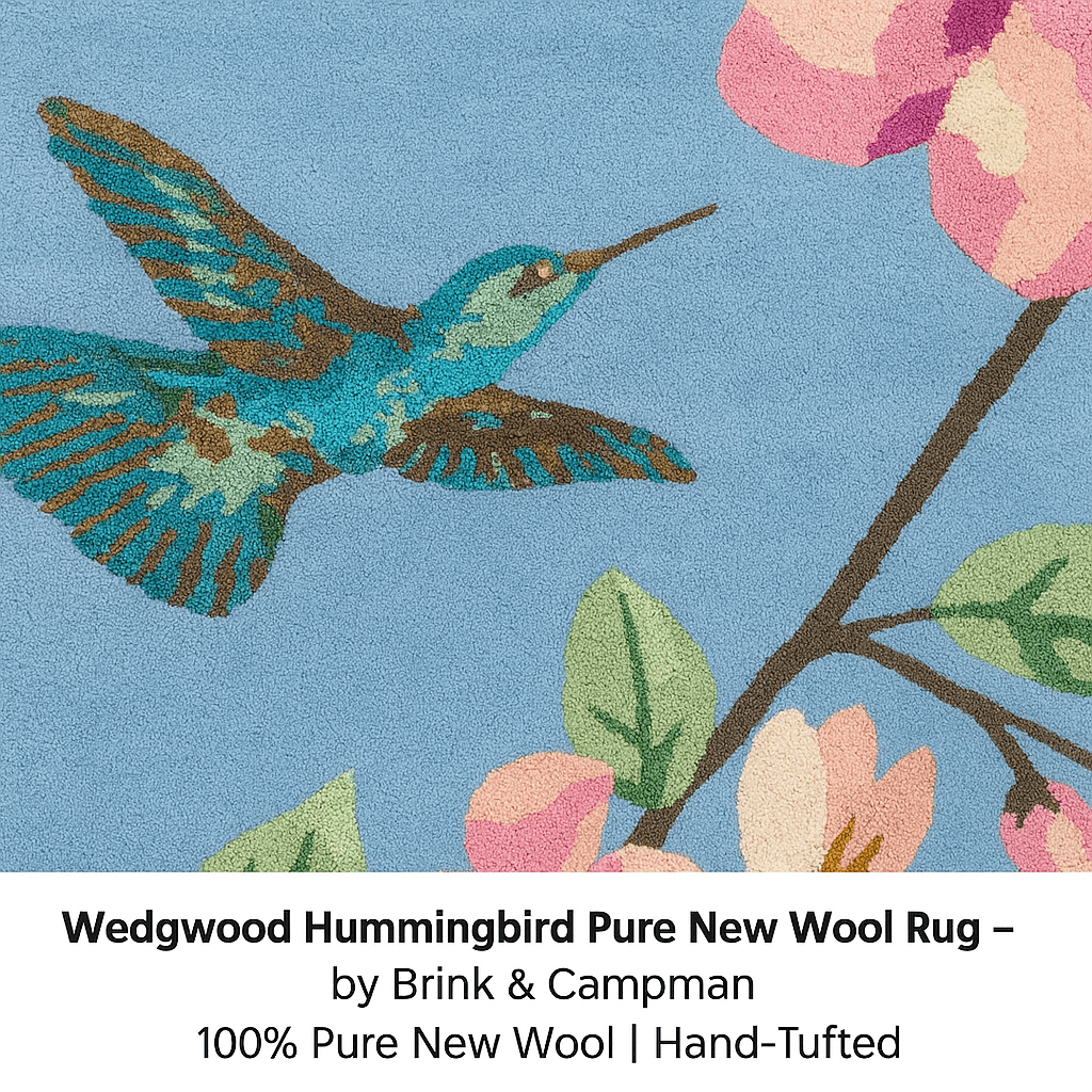 Wedgwood (Brink & Campman) Designer Rugs Wedgwood Hummingbird Pure New Wool Rug Blue by Brink & Campman