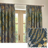 Wylder Curtains Ophelia Floral Jacquard Pencil Pleat Curtains in Blue/Saffron - 229 x 229cm (90 in x 90in)