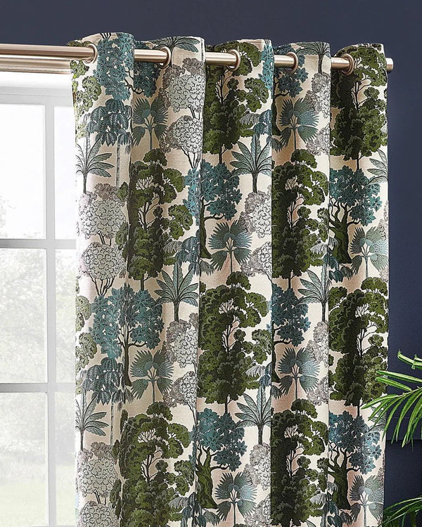 Wylder Woodlands Room Darkening Eyelet Curtains in Green
