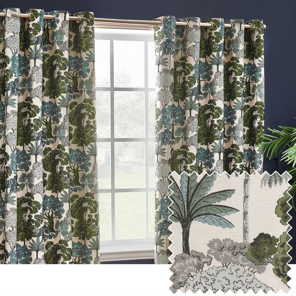 Wylder Curtains Woodlands Room Darkening Eyelet Curtains Green