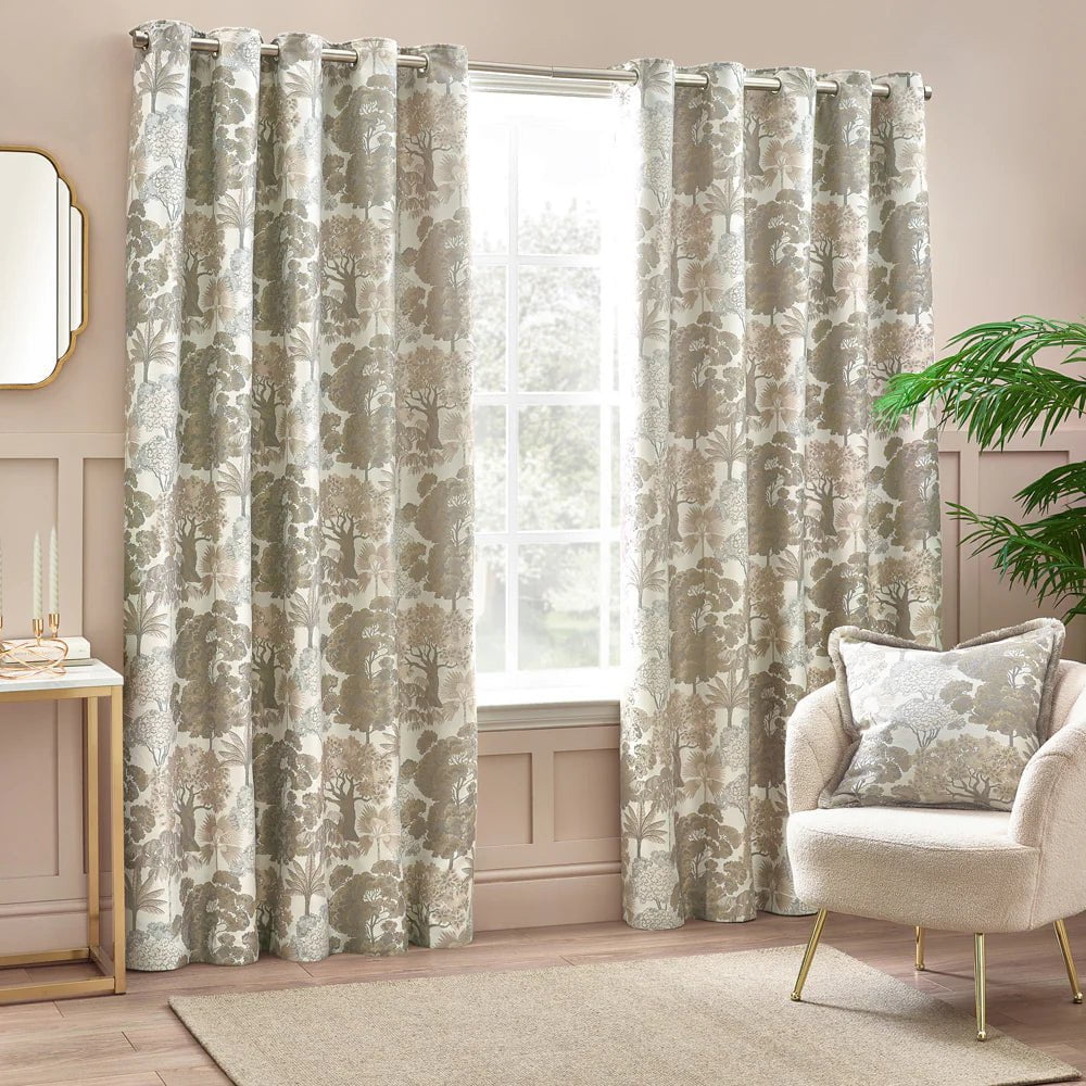 Wylder Curtains Woodlands Room Darkening Eyelet Curtains in Natural (229cm x 229cm)