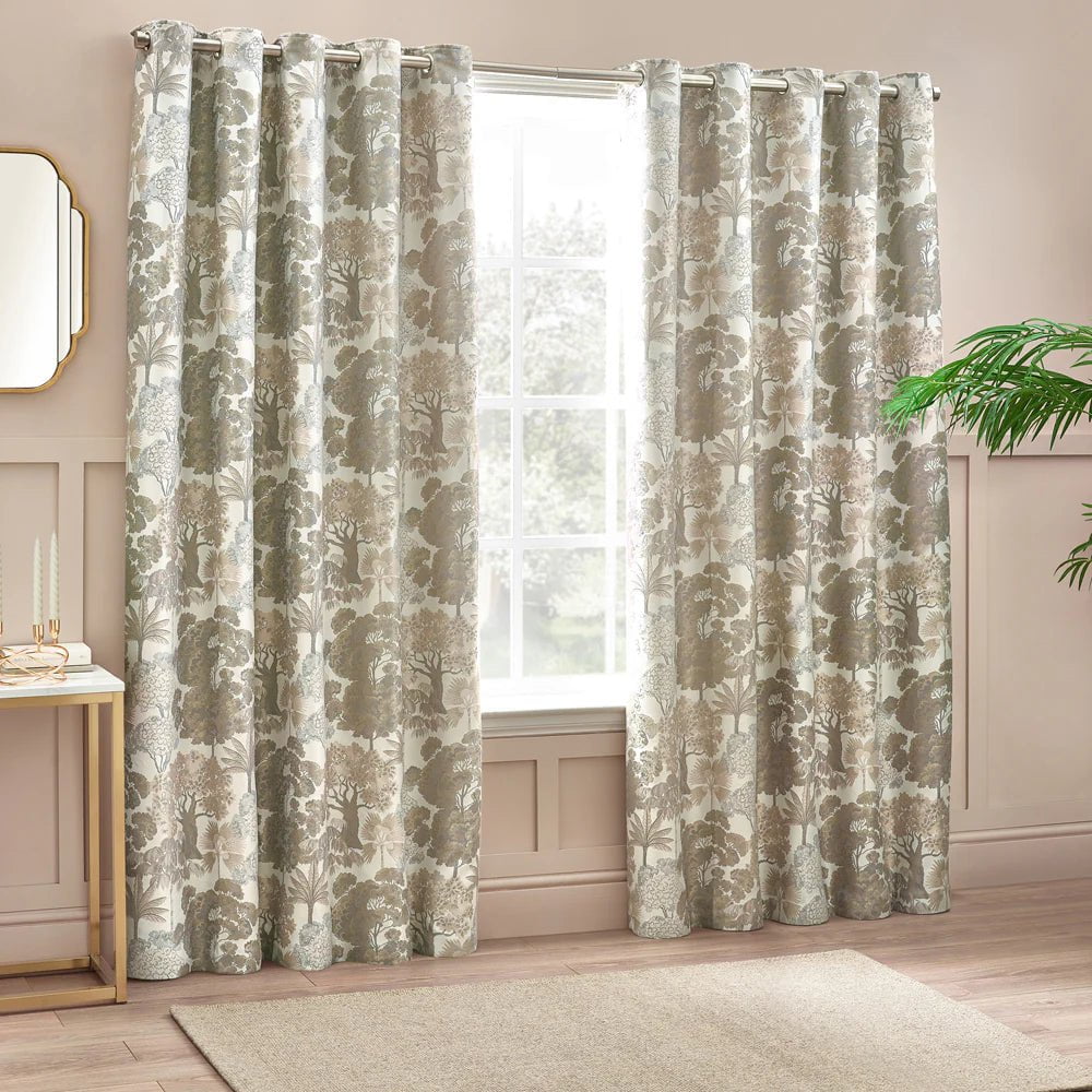 Wylder Curtains Woodlands Room Darkening Eyelet Curtains in Natural (229cm x 229cm)