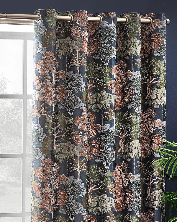 Wylder Woodlands Room Darkening Eyelet Curtains in Navy