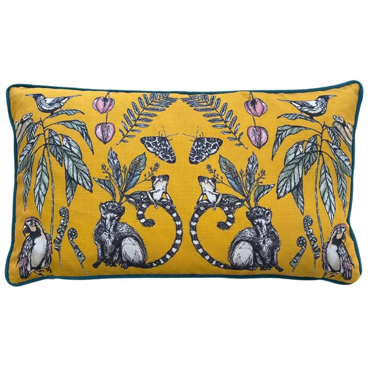 Wild Creatures feather filled Cushion in Yellow by Wylder