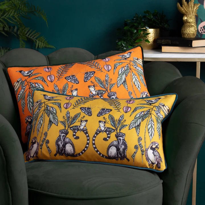 Wylder Cushions Premium Wild Mirrored Creatures feather filled Cushion in Yellow