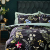 Wylder Interior Design Range Midnight Bee Floral Velvet Duvet Cover Set in Black