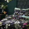 Wylder Interior Design Range Midnight Bee Floral Velvet Duvet Cover Set in Black