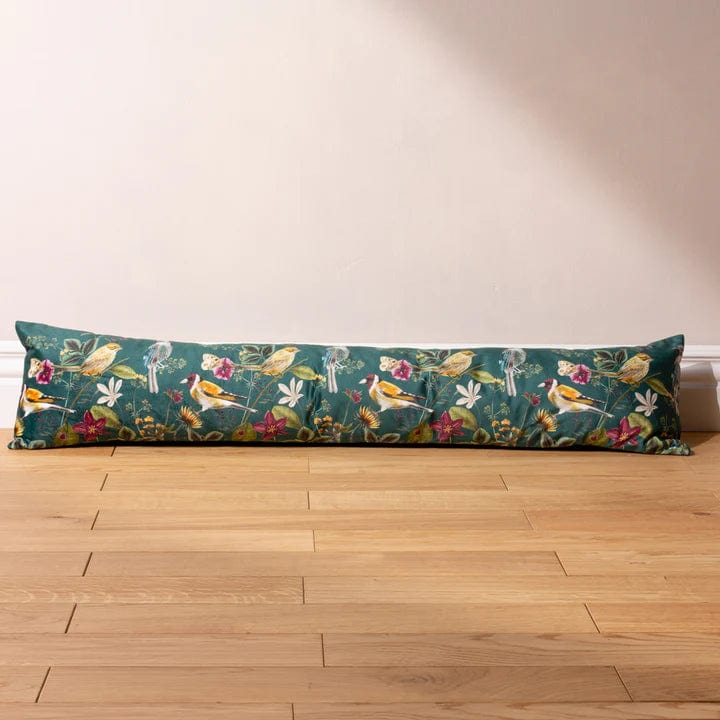 Wylder Interior Design Range Midnight Garden Bird Draught Excluder Teal