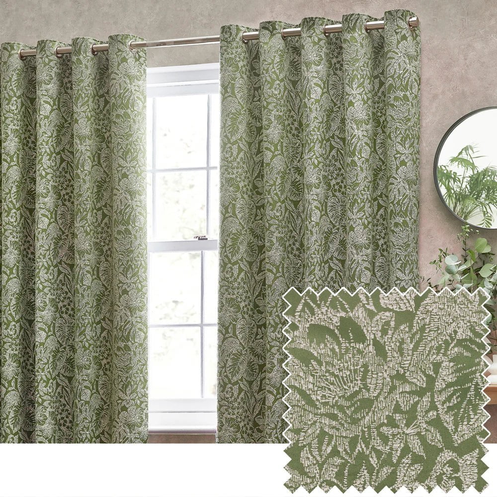 Wylder (Riva Home) Curtains Bali Eyelet Curtains in Olive (229cm x 229cm)