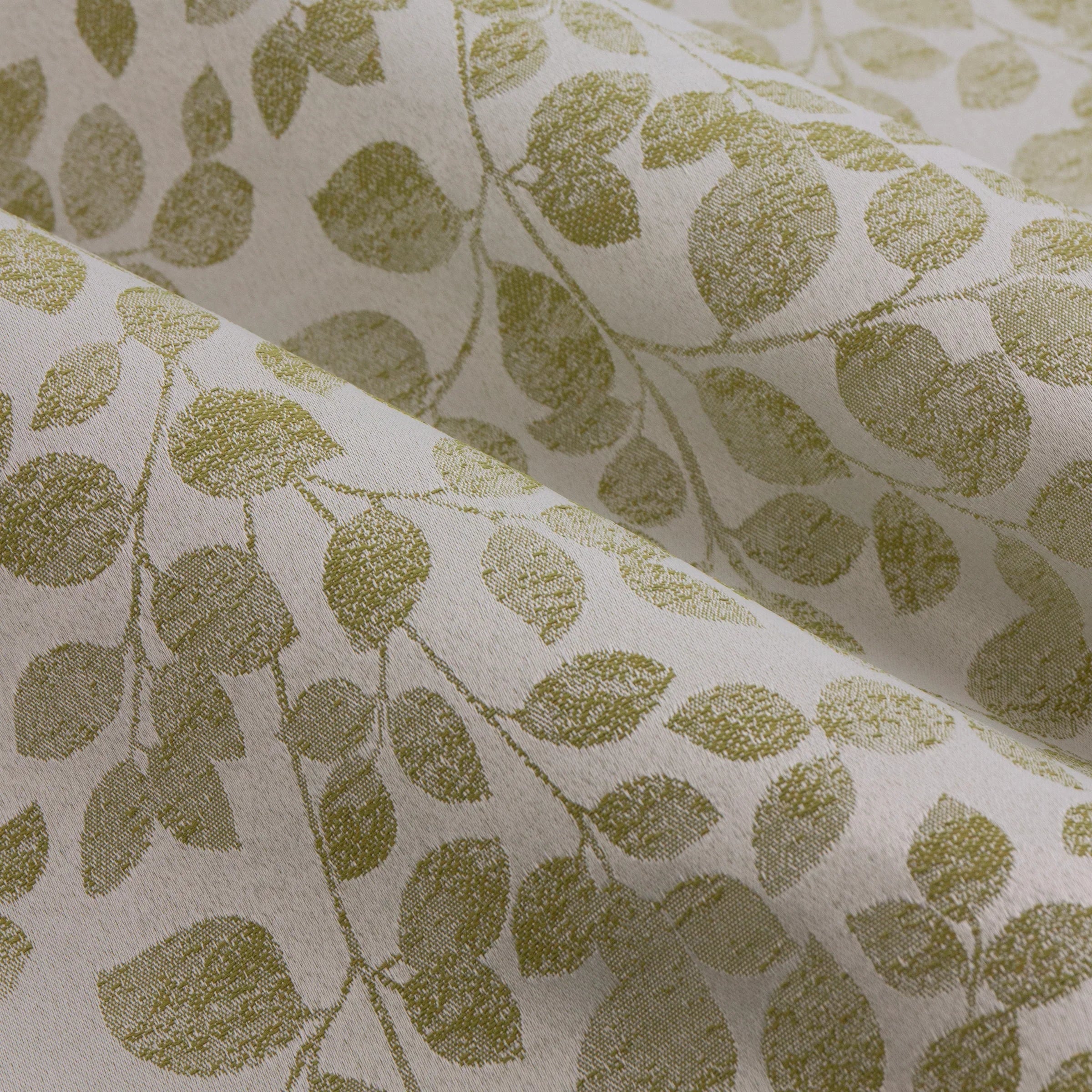 Wylder (Riva Home) Curtains Grace Leaf Jacquard Fully Lined Eyelet or Pencil Pleat Curtains Sage by Wylder