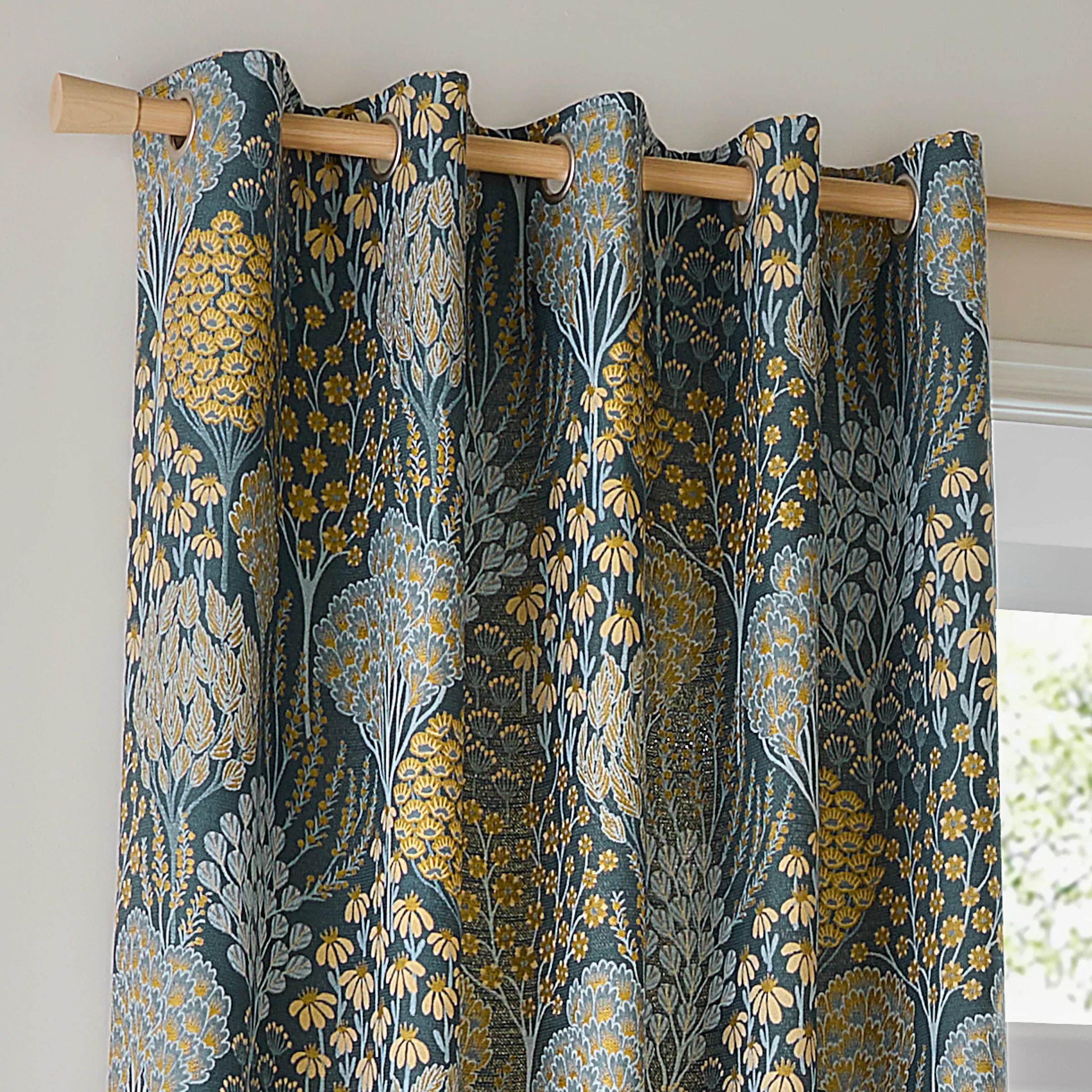 Wylder (Riva Home) Curtains OPHELIA FULLY LINED JACQUARD FLORAL CURTAINS  by Wylder