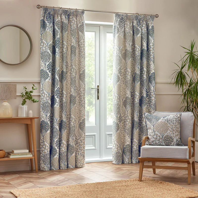 OPHELIA FULLY LINED JACQUARD FLORAL PENCIL PLEAT OR EYELET CURTAINS by Wylder