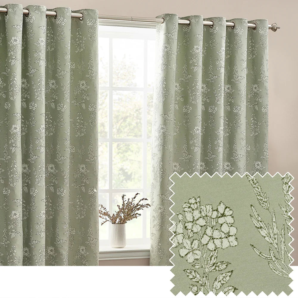 Wylder (Riva Home) Curtains SOPHIA ROOM DARKENING EYELET CURTAINS IN SAGE by Wylder