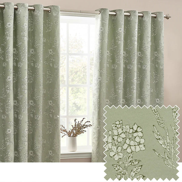 SOPHIA ROOM DARKENING EYELET CURTAINS IN SAGE by Wylder