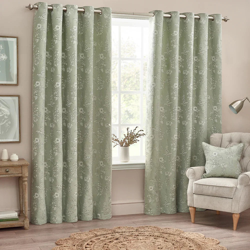 Wylder (Riva Home) Curtains SOPHIA ROOM DARKENING EYELET CURTAINS IN SAGE by Wylder