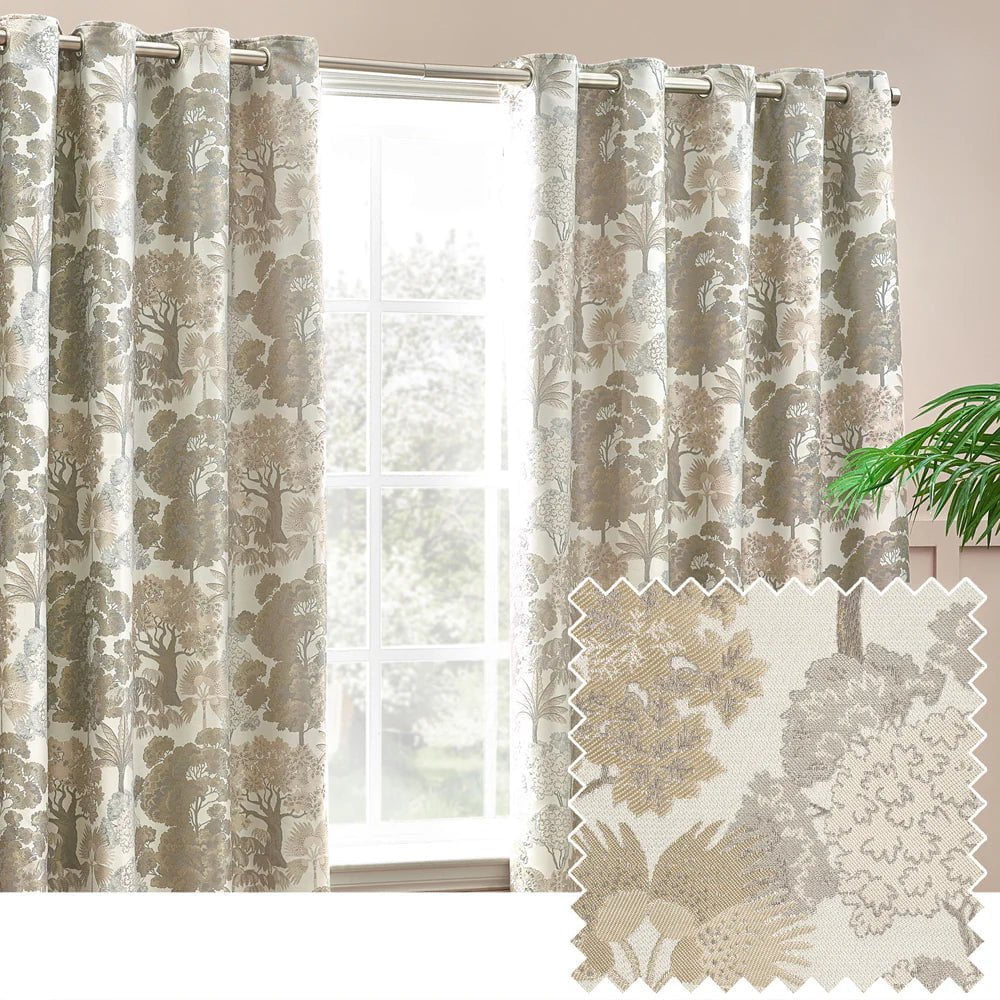 Wylder (Riva Home) Curtains Woodlands Room Darkening Eyelet Curtains in Natural