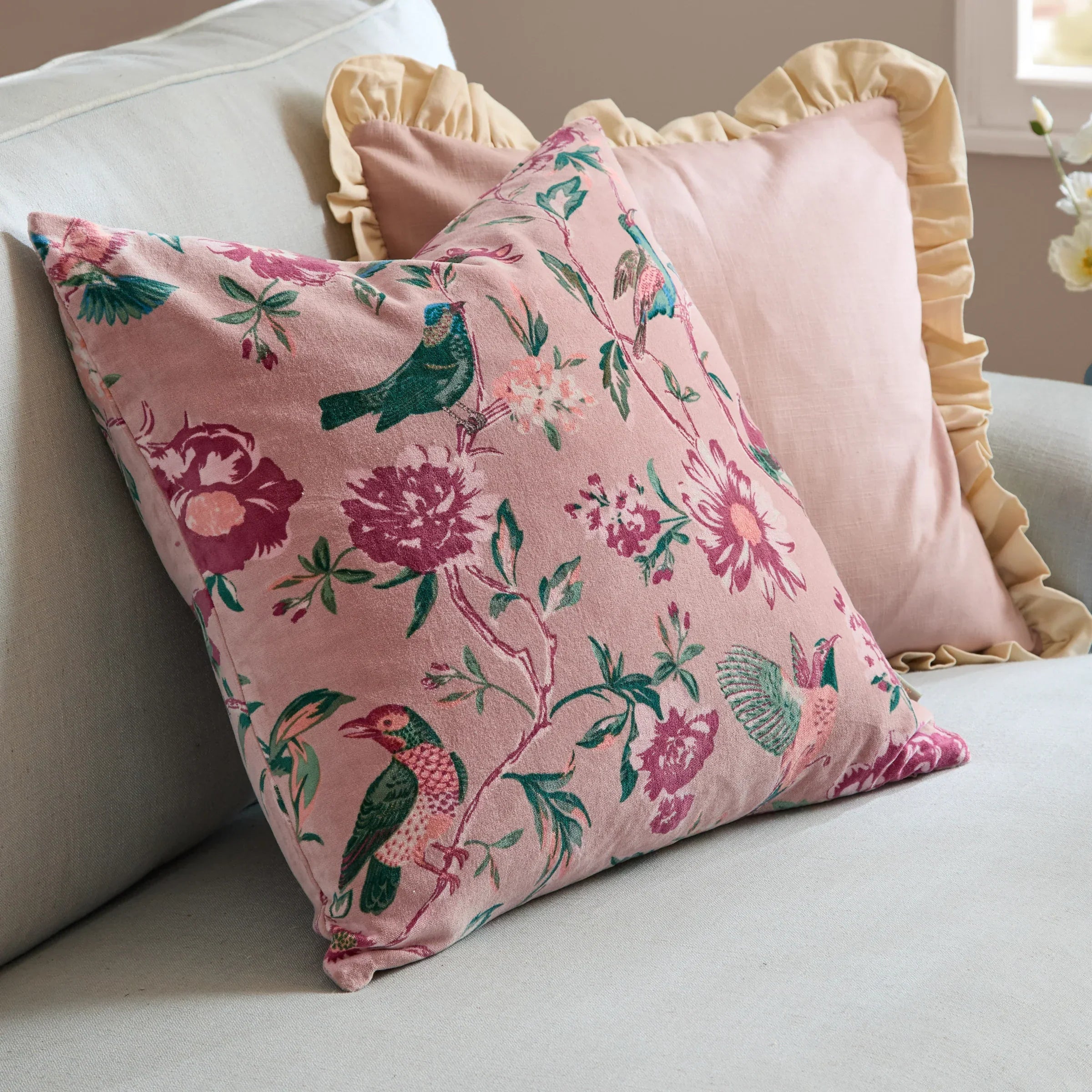 Wylder (Riva Home) Cushions AVIARY 100% COTTON VELVET CUSHION  by Wylder