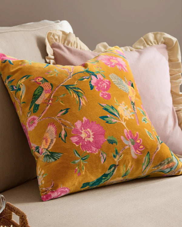 AVIARY 100% COTTON VELVET CUSHION  by Wylder