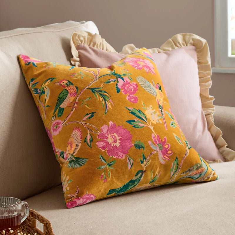 AVIARY 100% COTTON VELVET CUSHION  by Wylder