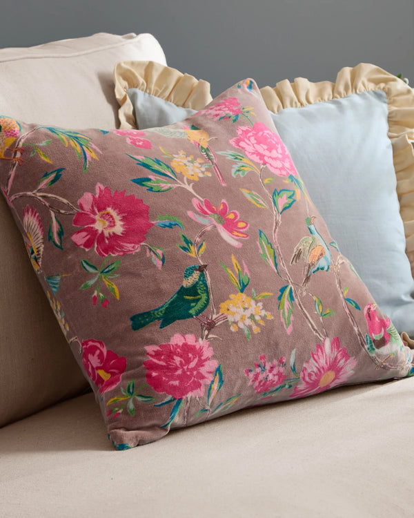 AVIARY 100% COTTON VELVET CUSHION  by Wylder
