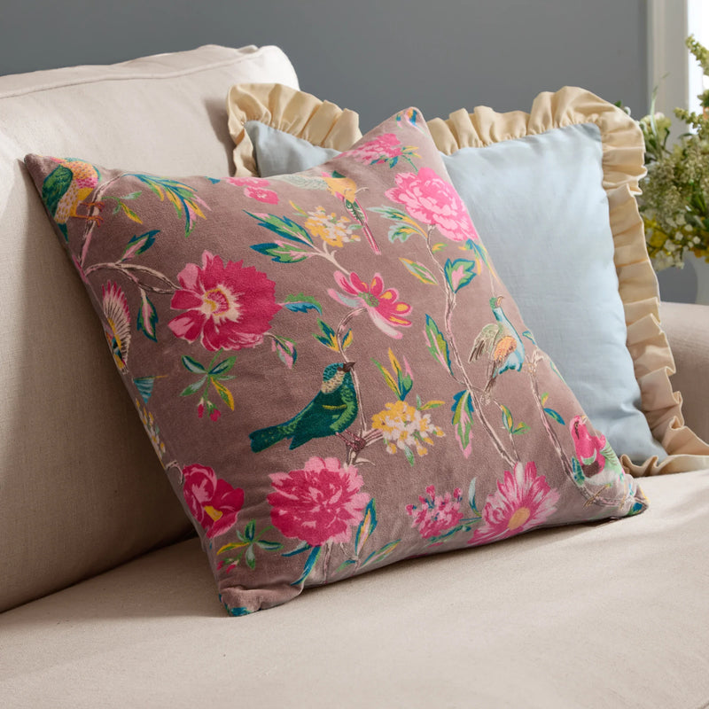 AVIARY 100% COTTON VELVET CUSHION  by Wylder