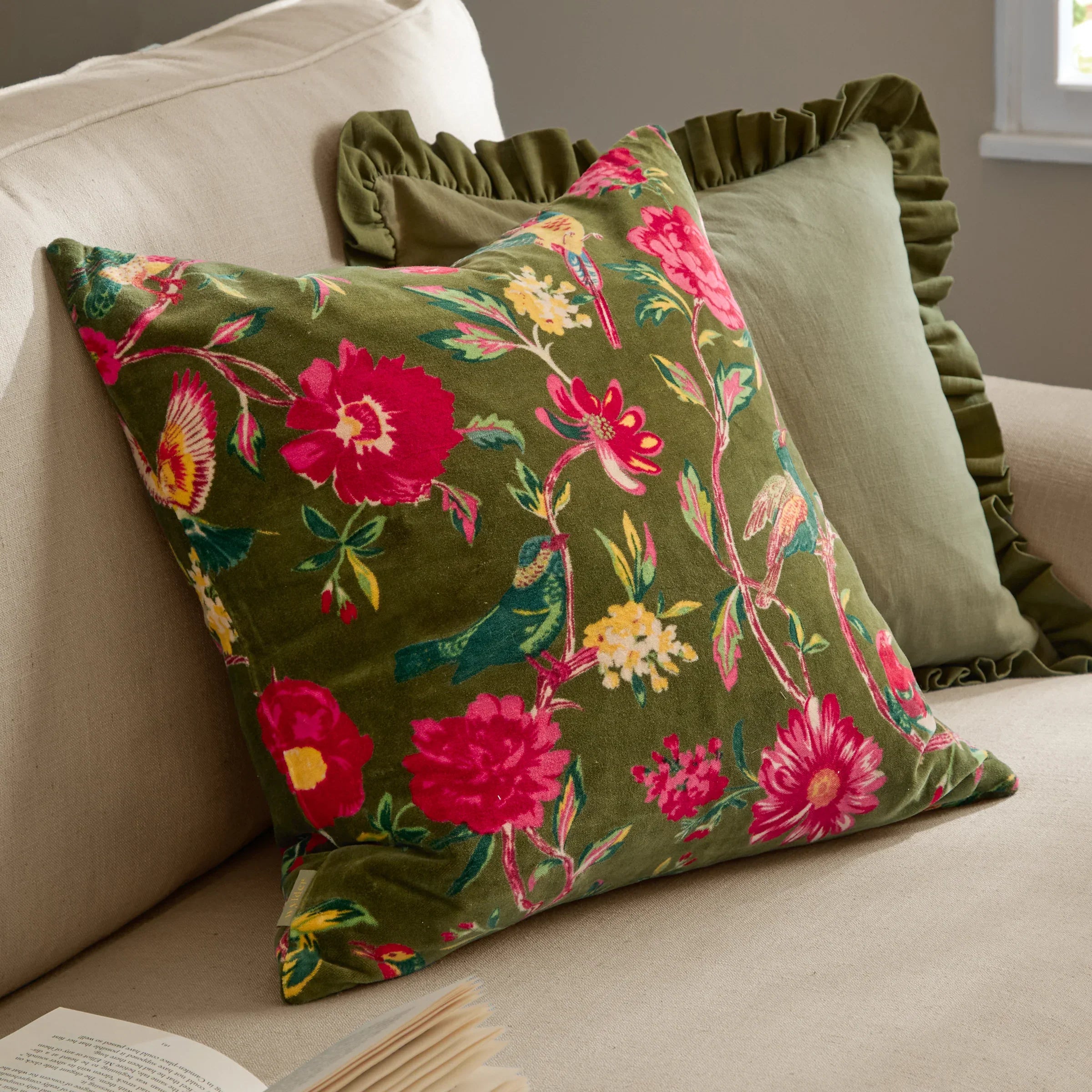 Wylder (Riva Home) Cushions AVIARY 100% COTTON VELVET CUSHION  by Wylder