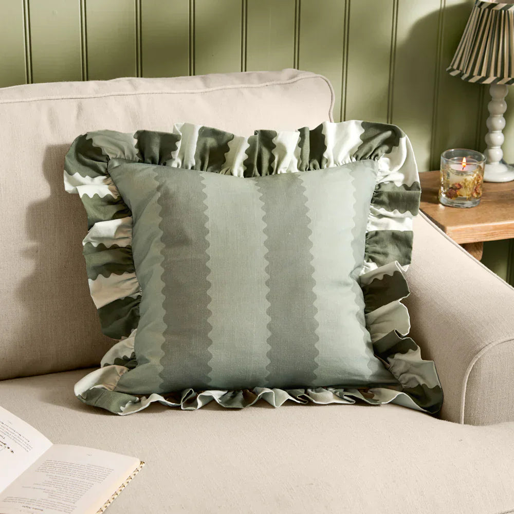 Wylder (Riva Home) Cushions BIRDIE STRIPE RUFFLE CUSHION  by Wylder