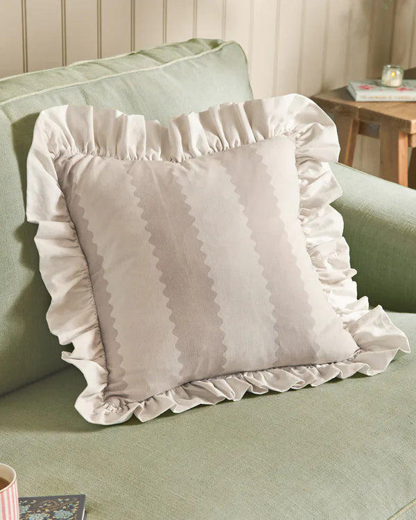 BIRDIE STRIPE RUFFLE CUSHION  by Wylder