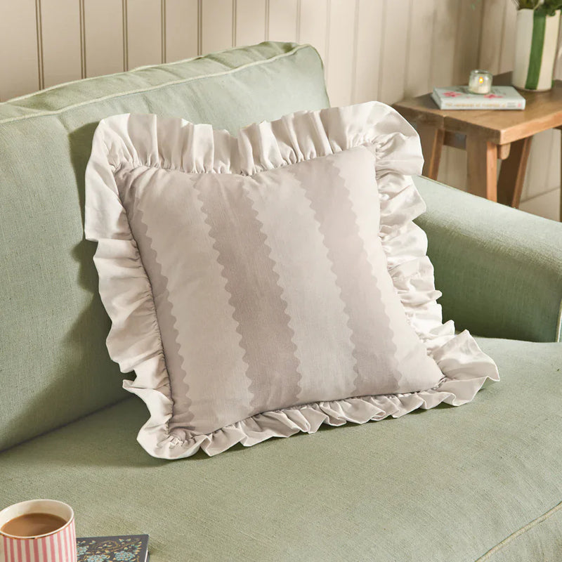 BIRDIE STRIPE RUFFLE CUSHION  by Wylder
