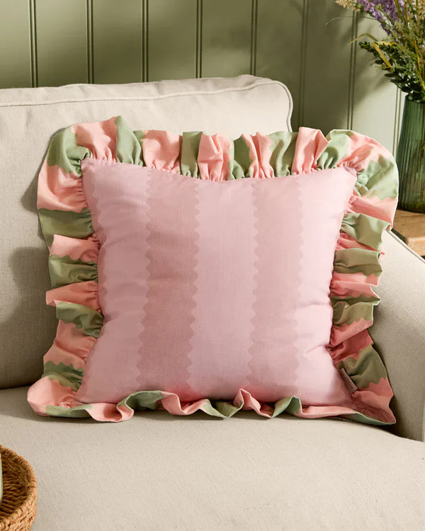 BIRDIE STRIPE RUFFLE CUSHION  by Wylder