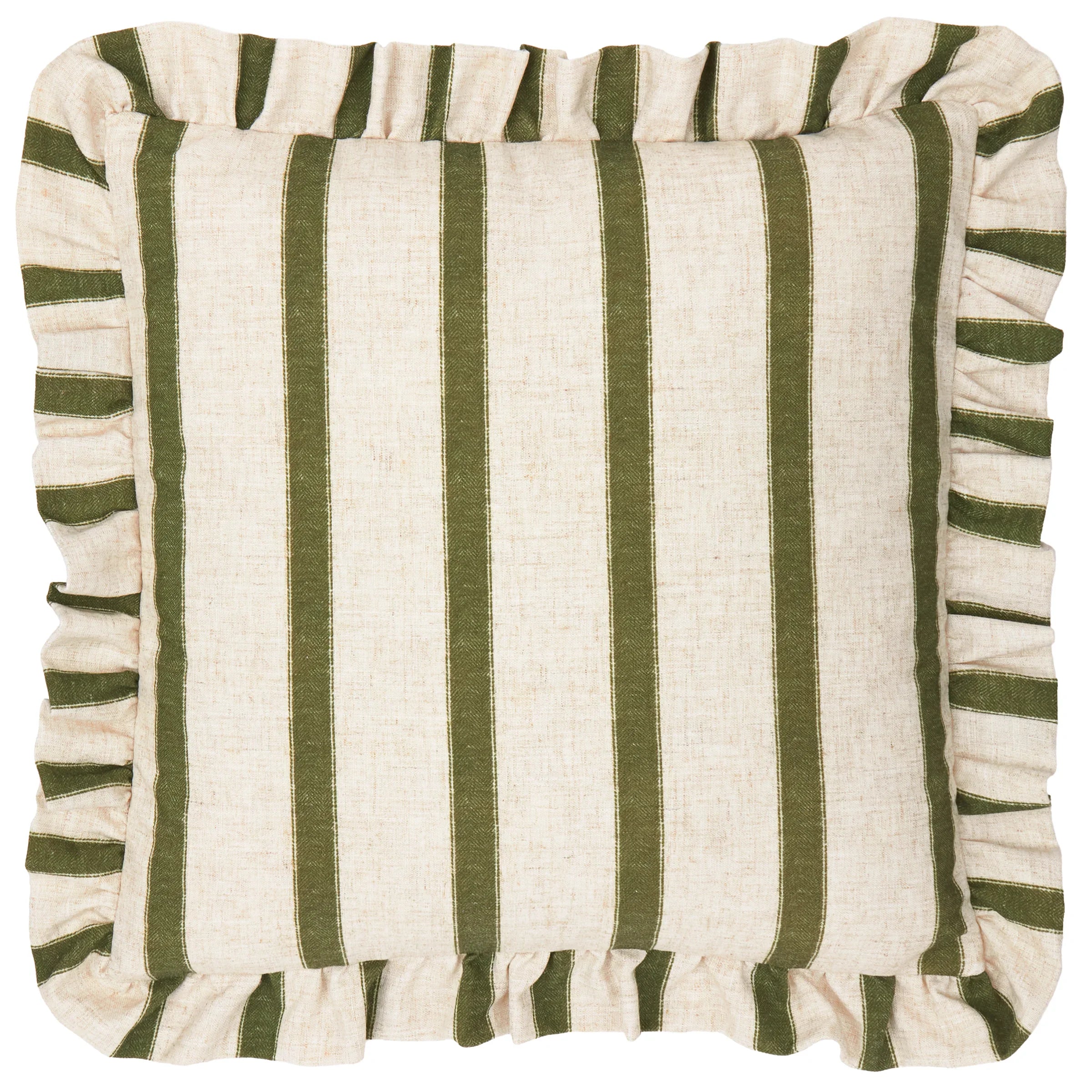 Wylder (Riva Home) Cushions CONNIE SQUARE STRIPED RUFFLE FEATHER FILLED CUSHION by Wylder