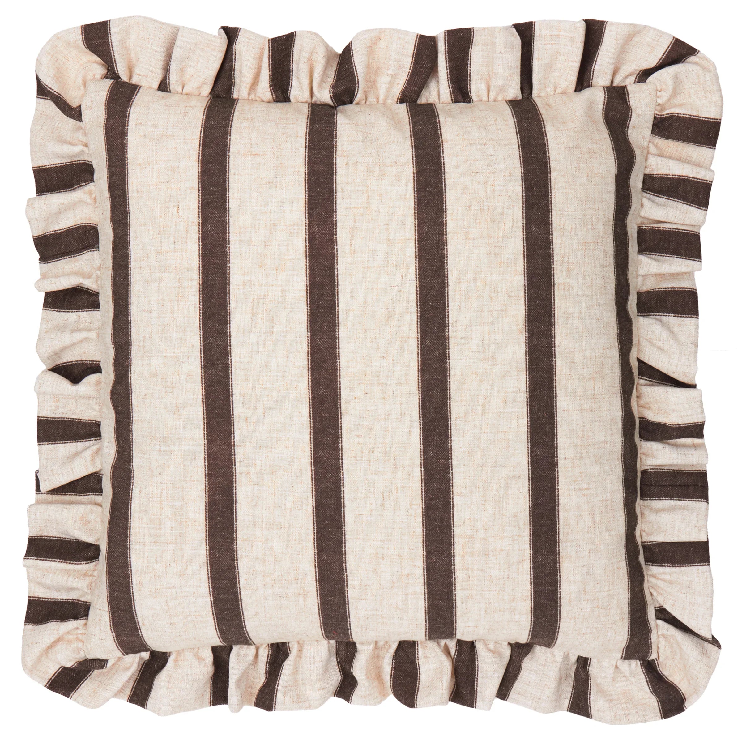 Wylder (Riva Home) Cushions CONNIE SQUARE STRIPED RUFFLE FEATHER FILLED CUSHION by Wylder