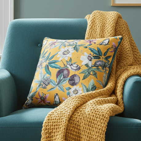 Premium Wild Passion feather filled Creatures Cushion Yellow by Wylder