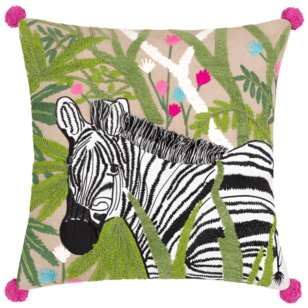 Wylder (Riva Home) Cushions Premium Zebra Embroidered feather filled Cushion Multicolour