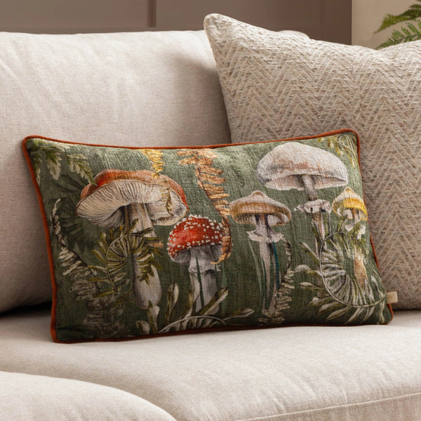 Kielder Forest Printed Velvet Cushion Fungi by Wylder