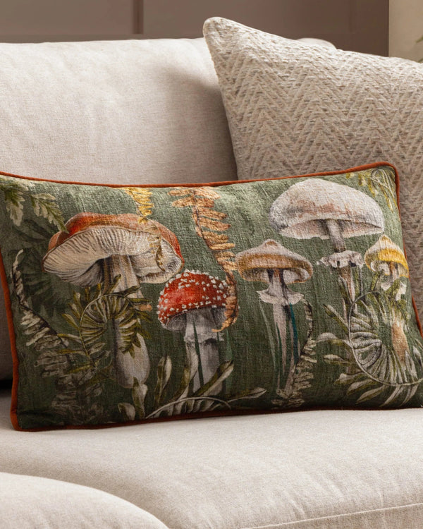 Kielder Forest Printed Velvet Cushion Fungi by Wylder