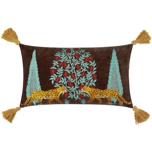Wylder (Riva Home) Cushions Wylder Tropics Aritra Embroidered Velvet Cushion Multicolour