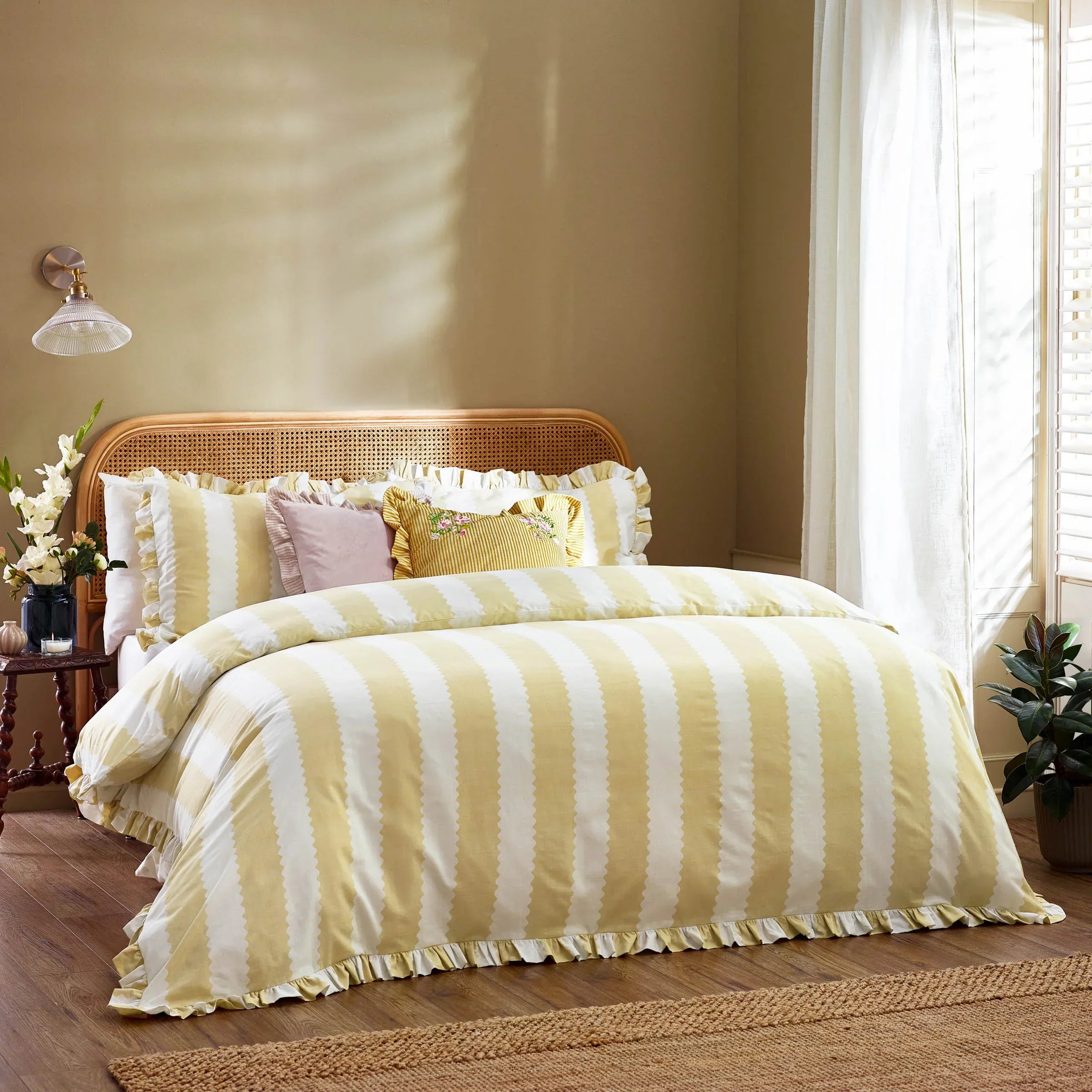 Wylder (Riva Home) Duvet Cover set BIRDIE STRIPE RUFFLE DUVET COVER SET  by Wylder