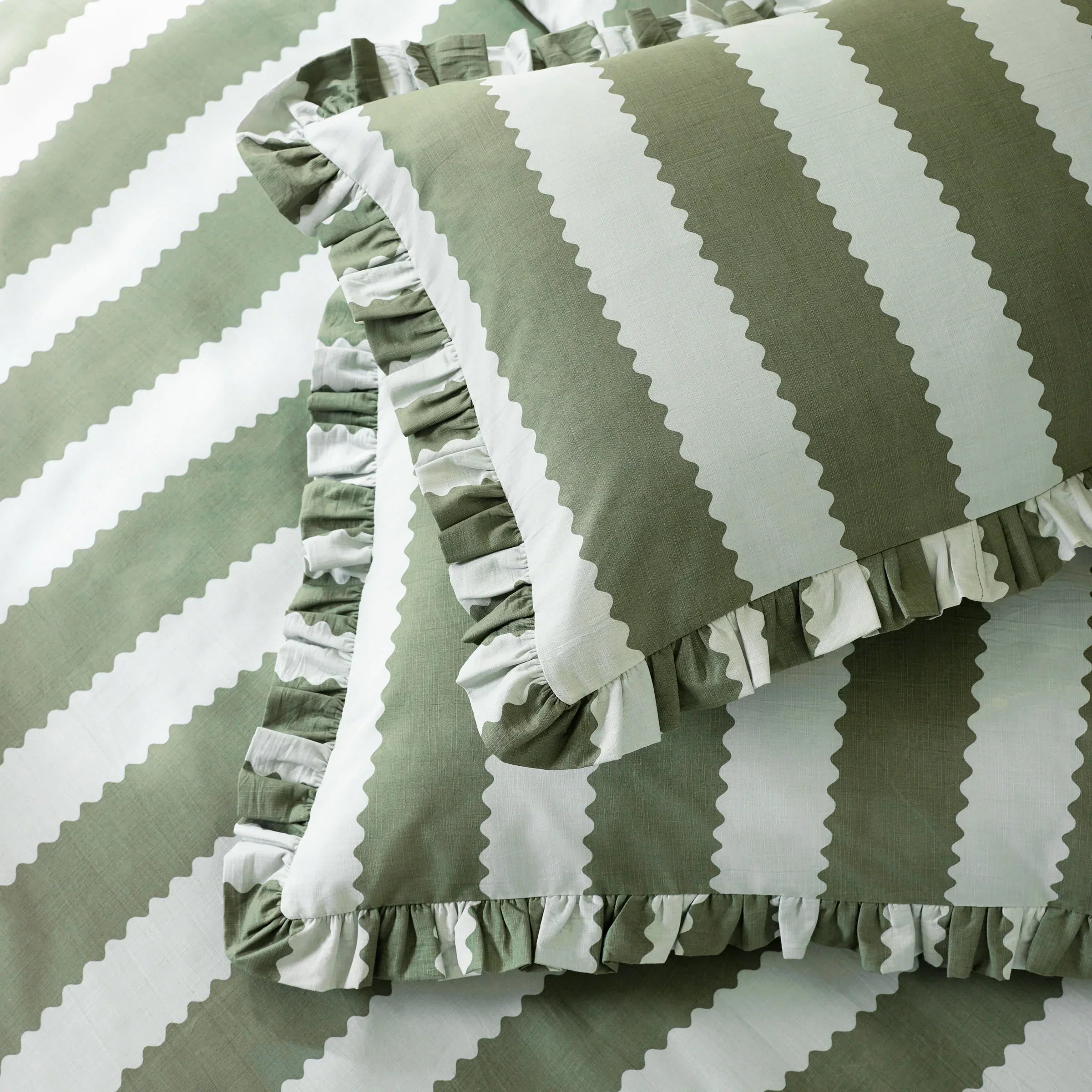 Wylder (Riva Home) Duvet Cover set BIRDIE STRIPE RUFFLE DUVET COVER SET  by Wylder